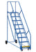 Vestil LAD-9-21-G-EZ Steel Rolling Warehouse Ladder 50 Degree 9 Grip Strut 23-9/16 in. Step Width 350 lb. Capacity Blue