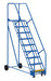 Vestil LAD-9-21-G Steel Rolling Warehouse Ladder 58 Degree 9 Grip Strut 23-9/16 in. Step Width 350 lb. Capacity Blue