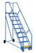 Vestil LAD-9-21-P-EZ Steel Rolling Warehouse Ladder 50 Degree 9 Perforated 23-9/16 in. Step Width 350 lb. Capacity Blue