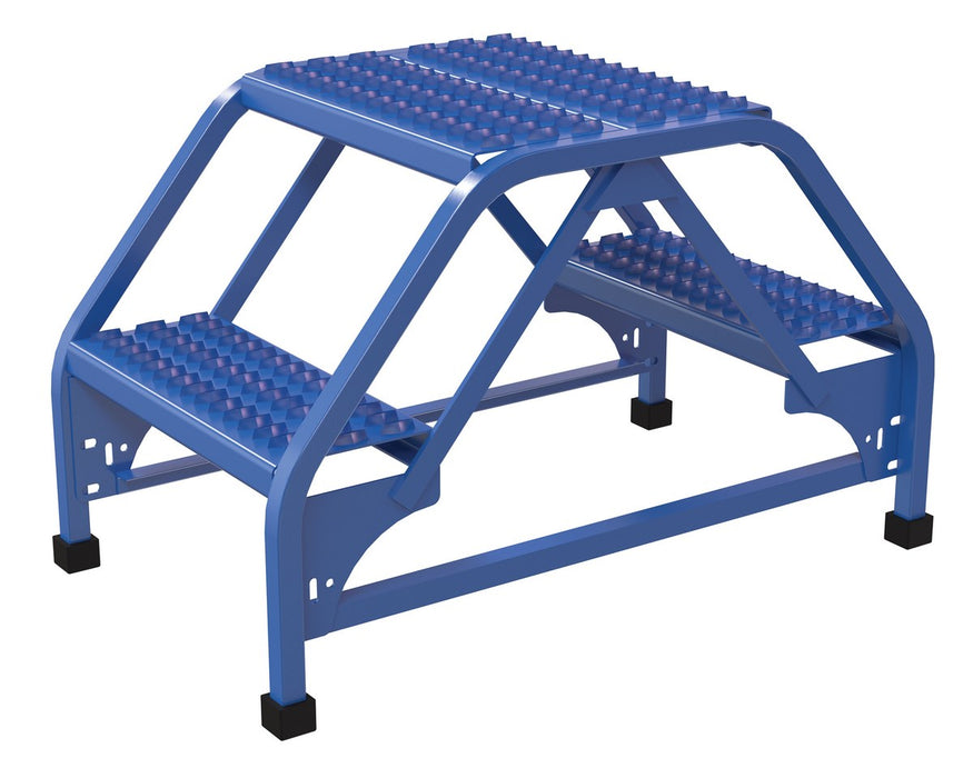 Vestil LAD-DD-18-2-G Steel Double Sided Ladder 2 Grip Strut Step 16-13/16 in. Width 350 lb. Capacity Blue