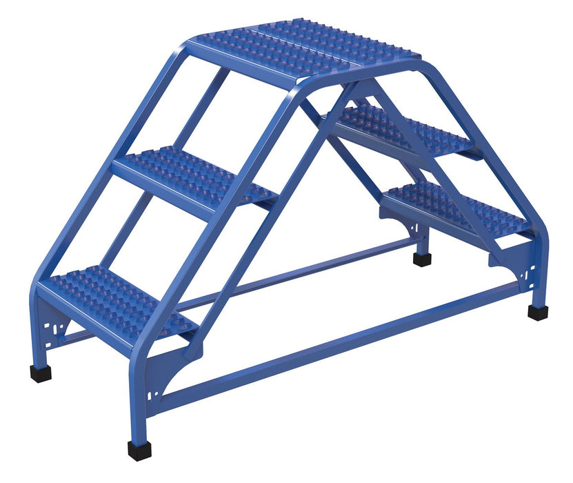 Vestil LAD-DD-18-3-G Steel Double Sided Ladder 3 Grip Strut Step 16-13/16 in. Width 350 lb. Capacity Blue