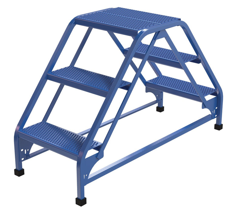 Vestil LAD-DD-18-3-P Steel Double Sided Ladder 3 Perforated Step 16-13/16 in. Width 350 lb. Capacity Blue