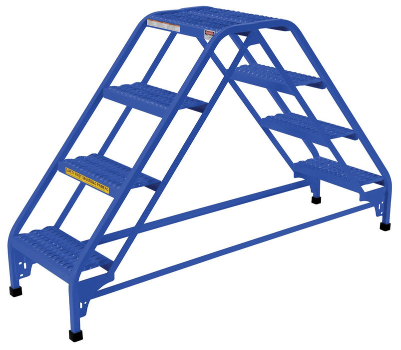 Vestil LAD-DD-18-4-G Steel Double Sided Ladder 4 Grip Strut Step 16-13/16 in. Width 350 lb. Capacity Blue