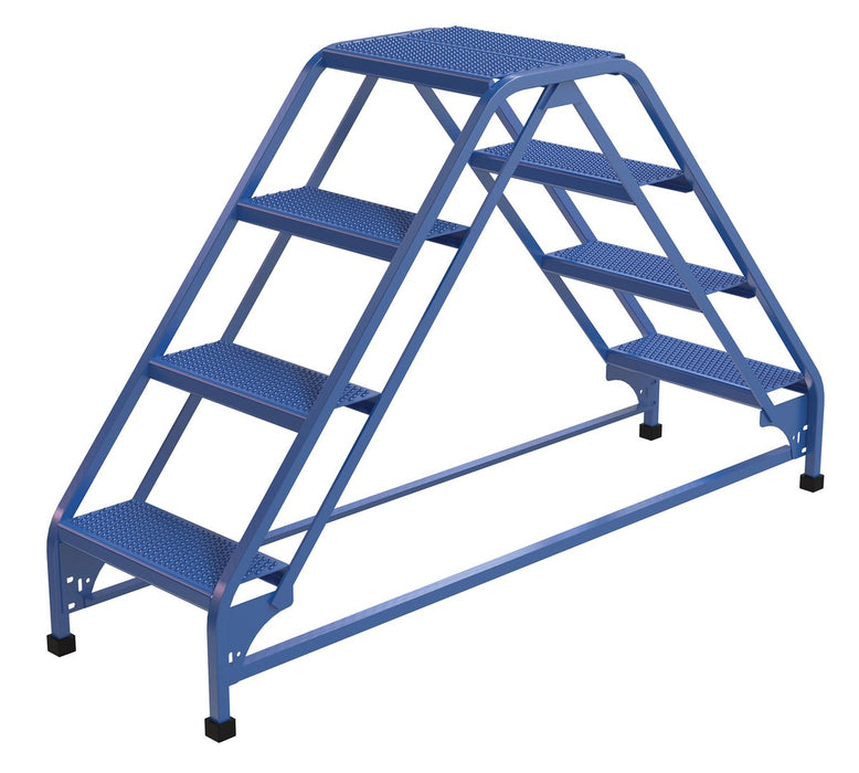 Vestil LAD-DD-18-4-P Steel Double Sided Ladder 4 Perforated Step 16-13/16 in. Width 350 lb. Capacity Blue