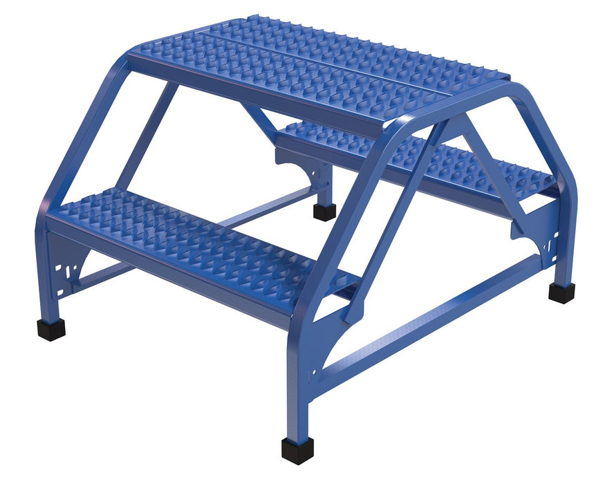 Vestil LAD-DD-26-2-G Steel Double Sided Ladder 2 Grip Strut 23-9/16 in. Step Width 350 lb. Capacity Blue