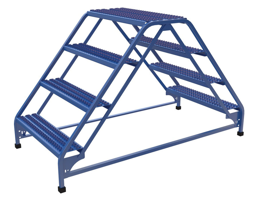 Vestil LAD-DD-32-4-G Steel Double Sided Ladder 4 Grip Strut Step 30-1/4 in. Width 350 lb. Capacity Blue