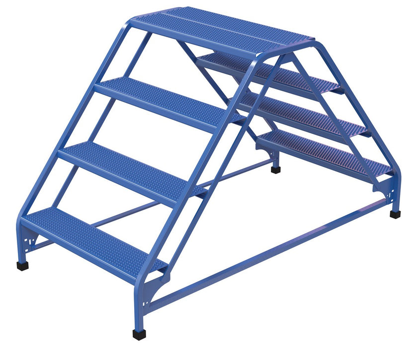 Vestil LAD-DD-32-4-P Steel Double Sided Ladder 4 Perforated Step 30-1/4 in. Width 350 lb. Capacity Blue
