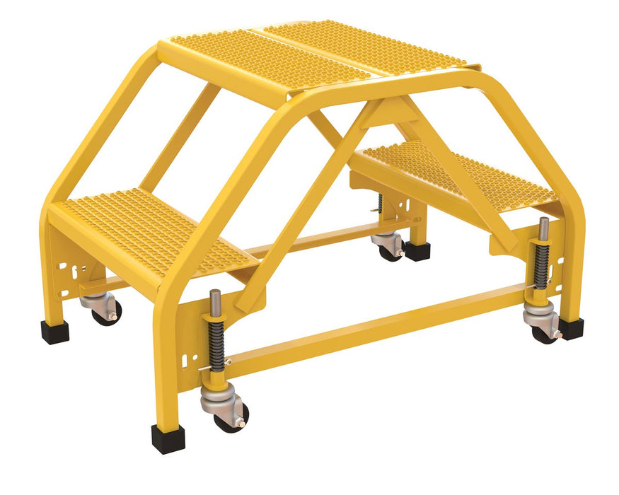 Vestil LAD-DD-P-18-2-P Steel Double Sided Step Ladder 2 Perforated 16-13/16 in. Step Width 350 lb. Capacity Yellow