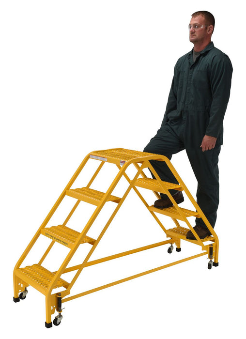 Vestil LAD-DD-P-18-4-G steel double sided step ladder - view 7