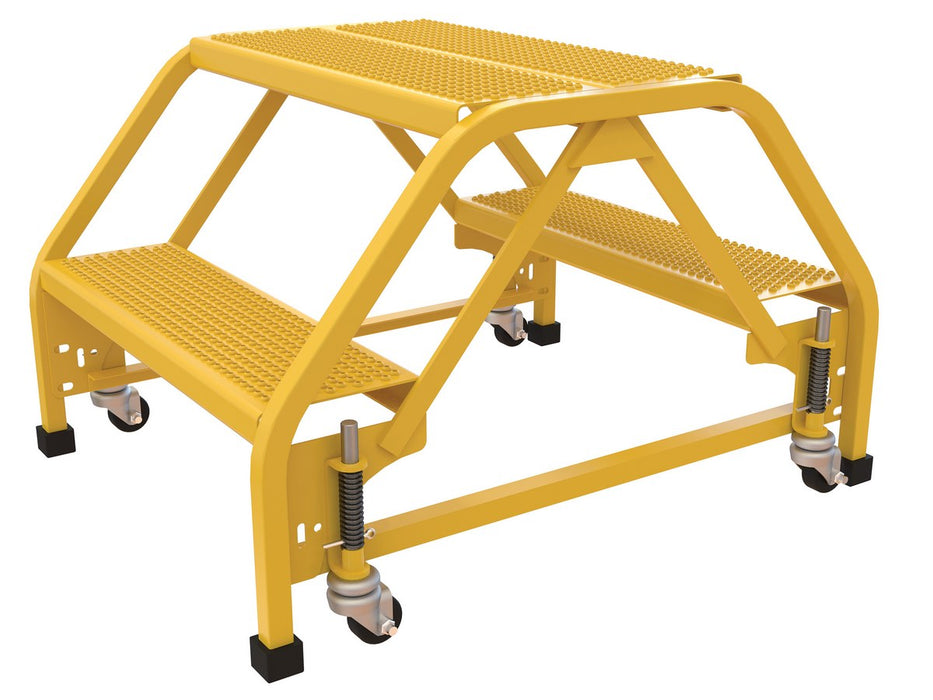 Vestil LAD-DD-P-26-2-P Steel Double Sided Step Ladder 2 Perforated 23-9/16 in. Step Width 350 lb. Capacity Yellow