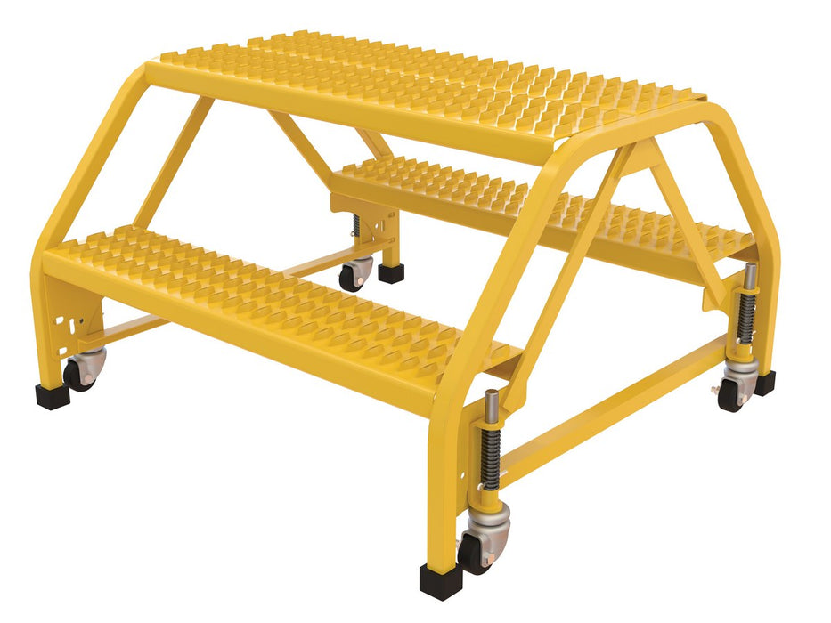 Vestil LAD-DD-P-32-2-G Steel Double Sided Step Ladder 2 Grip Strut 30-1/4 in. Step Width 350 lb. Capacity Yellow