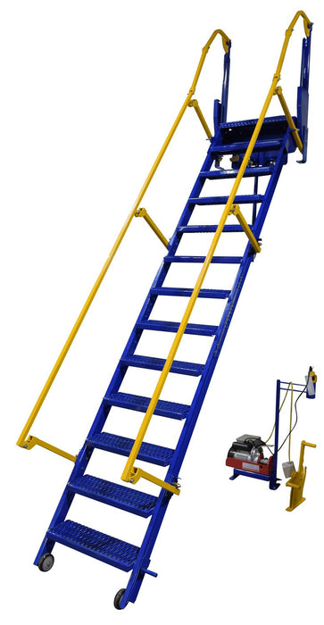Vestil LAD-FM-120-PSO Steel Folding Mezzanine Ladder with 115V Power Storage 120 in. Mezzanine Height 23-5/8 in. Step Width 3