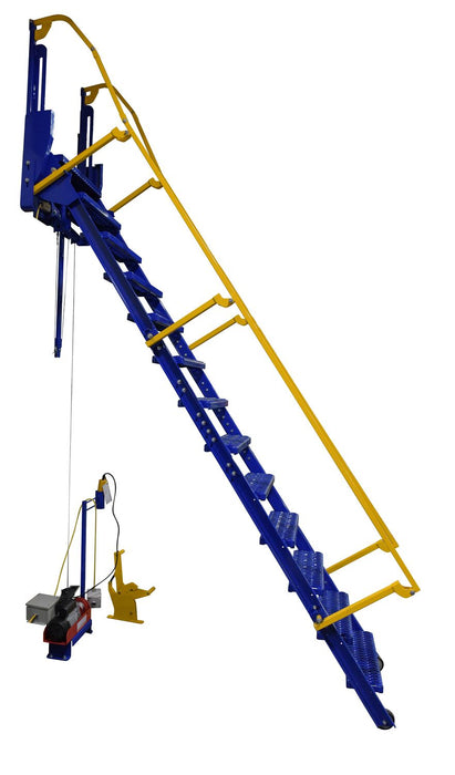 Vestil LAD-FM-120-PSO steel folding mezzanine ladder with - view 3