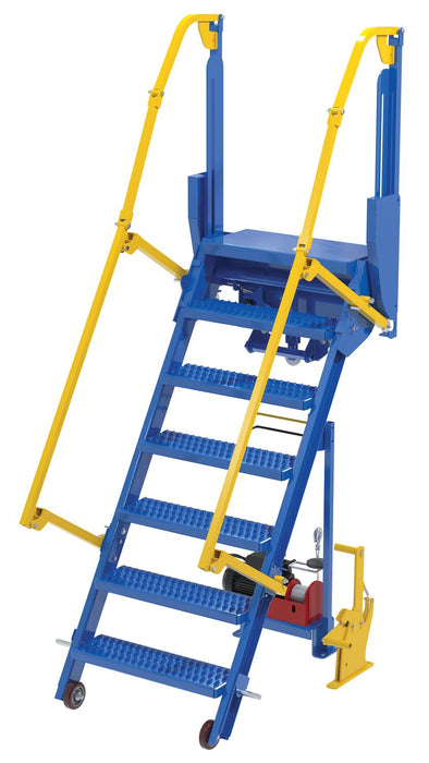 Vestil LAD-FM-60-PSO Steel Folding Mezzanine Ladder with 115V Power Storage 60 in. Mezzanine Height 23-5/8 in. Step Width 350