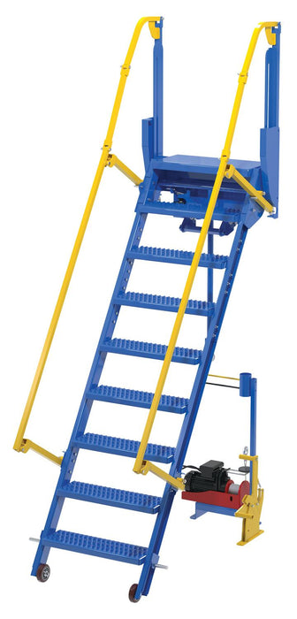 Vestil LAD-FM-84-PSO Steel Folding Mezzanine Ladder with 115V Power Storage 84 in. Mezzanine Height 23-5/8 in. Step Width 350