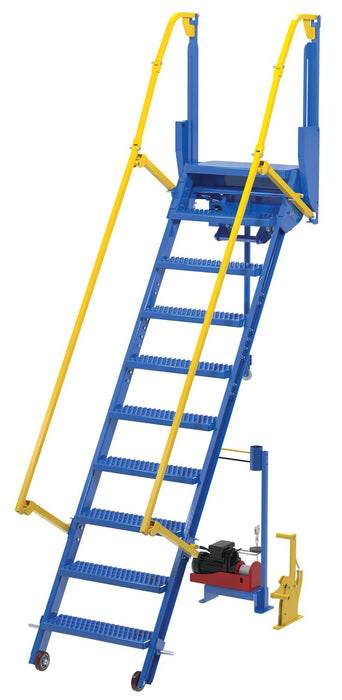 Vestil LAD-FM-96-PSO Steel Folding Mezzanine Ladder with 115V Power Storage 96 in. Mezzanine Height 23-5/8 in. Step Width 350