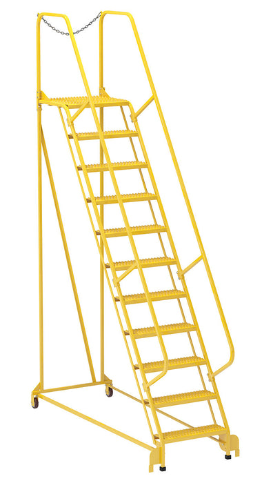 Vestil LAD-MM-11-G-YL Steel Maintenance Ladder 58 Degree 11 Grip Strut 24 in. Step Width 350 lb. Capacity Yellow