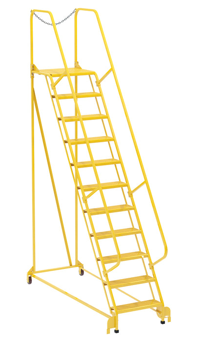 Vestil LAD-MM-11-P-YL Steel Maintenance Ladder 58 Degree 11 Perforated 24 in. Step Width 350 lb. Capacity Yellow