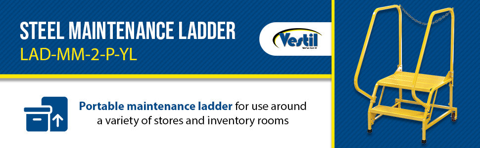 Vestil LAD-MM-2-P-YL steel maintenance ladder feature overview 2