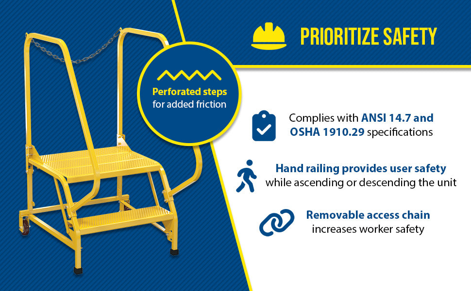 Vestil LAD-MM-2-P-YL steel maintenance ladder feature overview 3