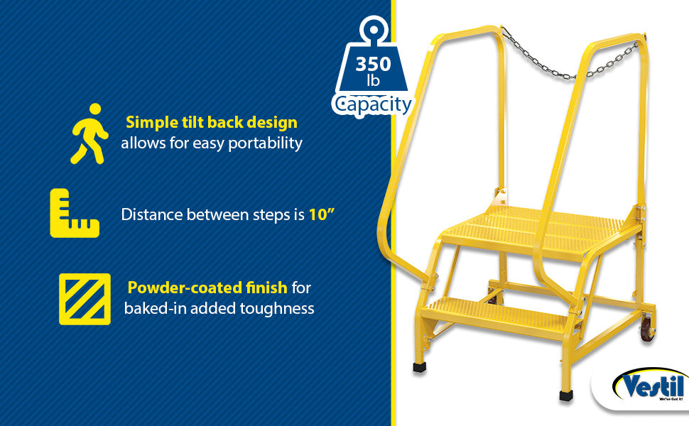 Vestil LAD-MM-2-P-YL steel maintenance ladder feature overview 1