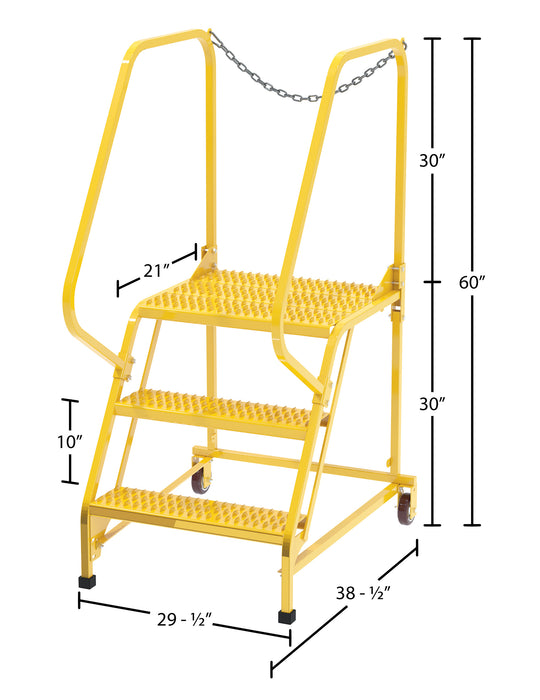 Vestil LAD-MM-3-G-YL steel maintenance ladder dimensions diagram