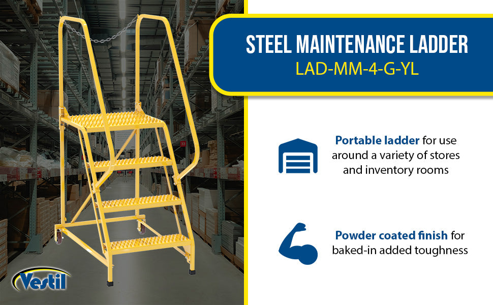Vestil LAD-MM-4-G-YL steel maintenance ladder feature overview 3