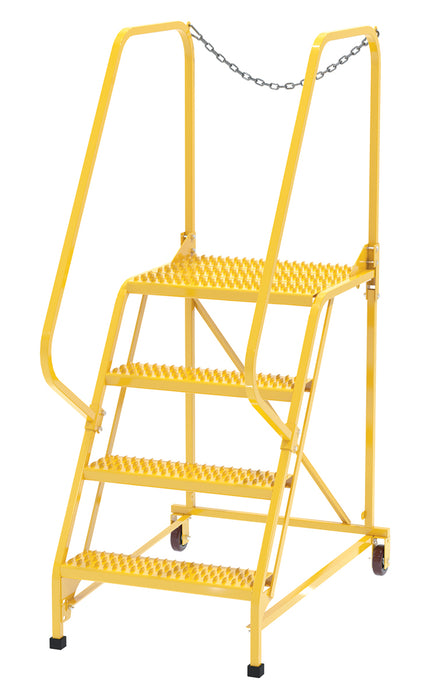 Vestil LAD-MM-4-G-YL Steel Maintenance Ladder 58 Degree 4 Grip Strut 24 in. Step Width 350 lb. Capacity Yellow