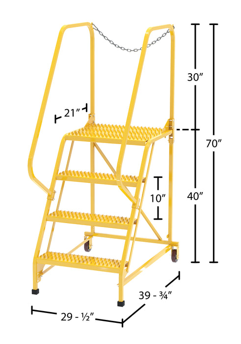 Vestil LAD-MM-4-G-YL steel maintenance ladder dimensions diagram