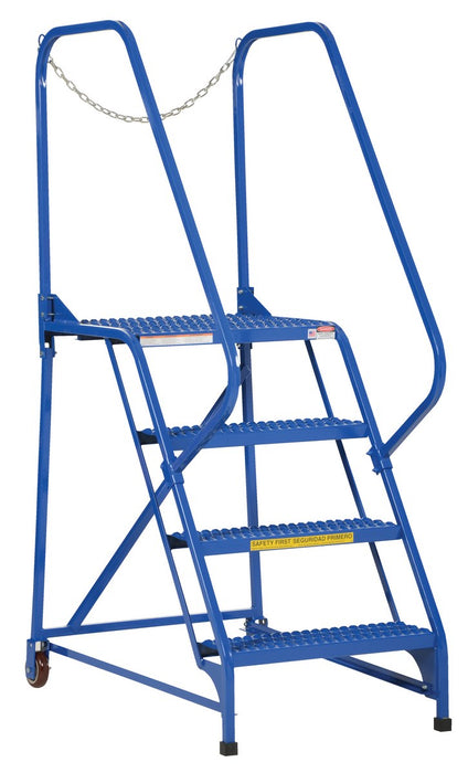 Vestil LAD-MM-4-G Steel Maintenance Ladder 58 Degree 4 Grip Strut 24 in. Step Width 350 lb. Capacity Blue