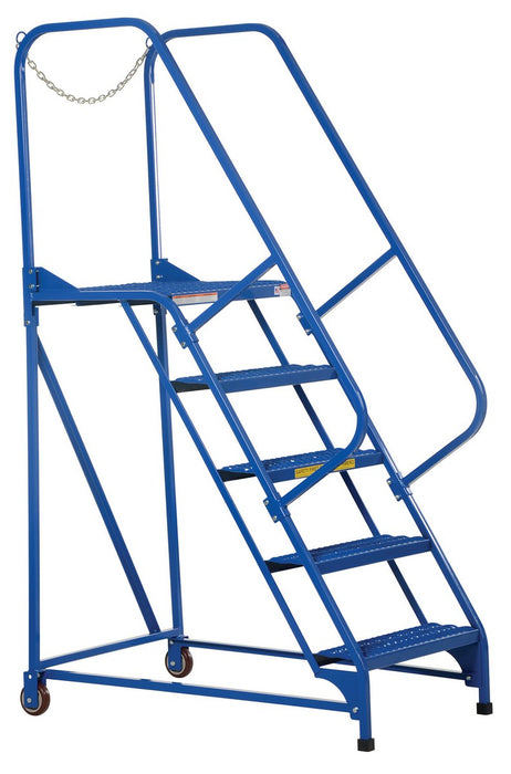Vestil LAD-MM-5-G Steel Maintenance Ladder 58 Degree 5 Grip Strut 24 in. Step Width 350 lb. Capacity Blue