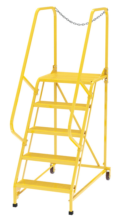 Vestil LAD-MM-5-P-YL Steel Maintenance Ladder 58 Degree 5 Perforated 24 in. Step Width 350 lb. Capacity Yellow