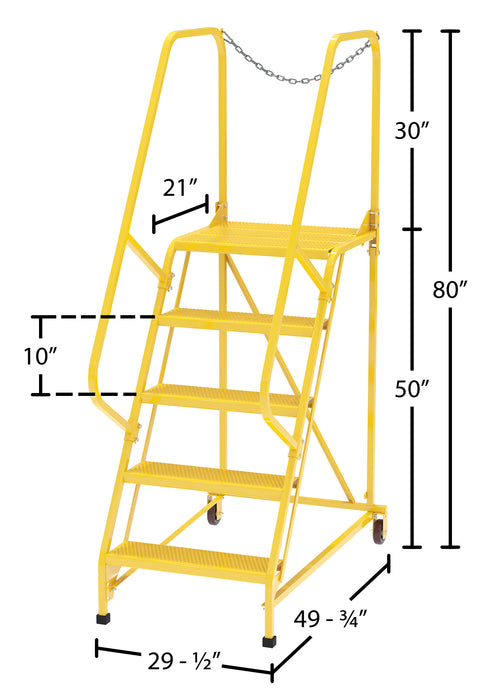 Vestil LAD-MM-5-P-YL steel maintenance ladder dimensions diagram