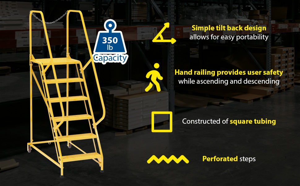 Vestil LAD-MM-6-P-YL steel maintenance ladder feature overview 2