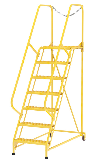 Vestil LAD-MM-7-G-YL Steel Maintenance Ladder 58 Degree 7 Grip Strut 24 in. Step Width 350 lb. Capacity Yellow