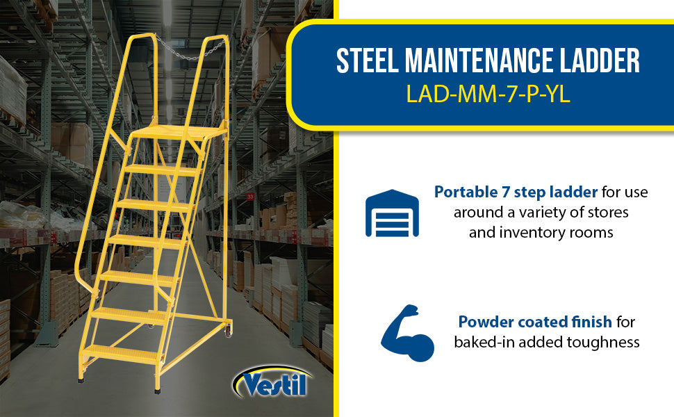 Vestil LAD-MM-7-P-YL steel maintenance ladder feature overview 3
