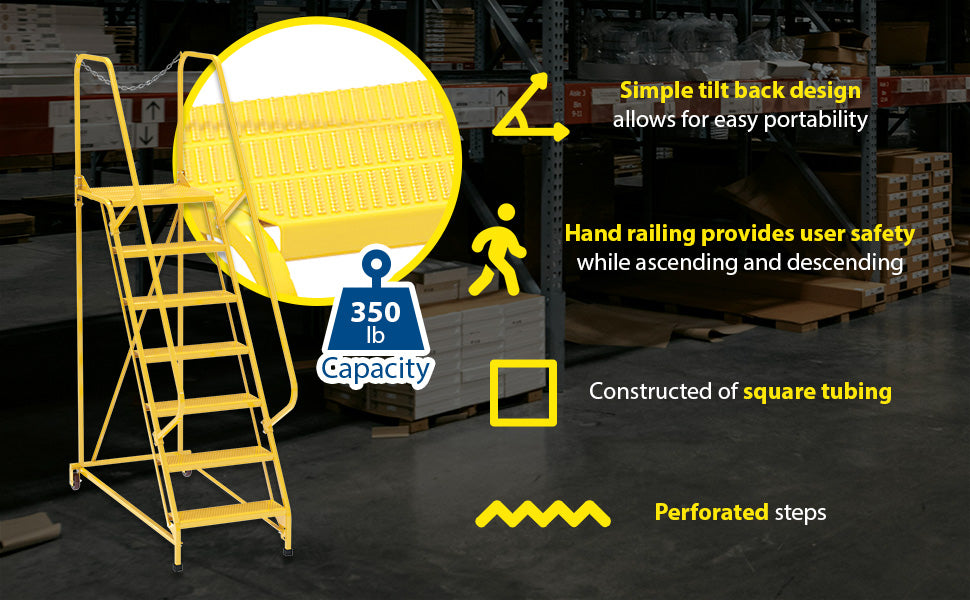 Vestil LAD-MM-7-P-YL steel maintenance ladder feature overview 2