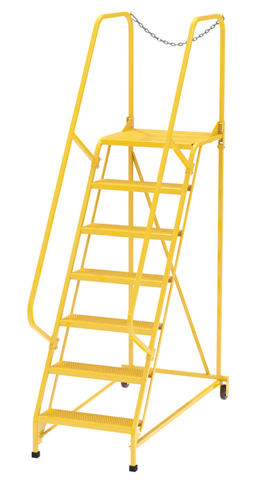 Vestil LAD-MM-7-P-YL Steel Maintenance Ladder 58 Degree 7 Perforated 24 in. Step Width 350 lb. Capacity Yellow