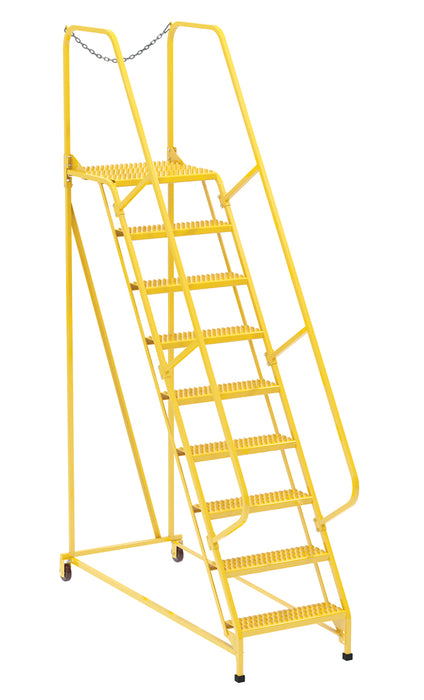 Vestil LAD-MM-9-G-YL Steel Maintenance Ladder 58 Degree 9 Grip Strut 24 in. Step Width 350 lb. Capacity Yellow