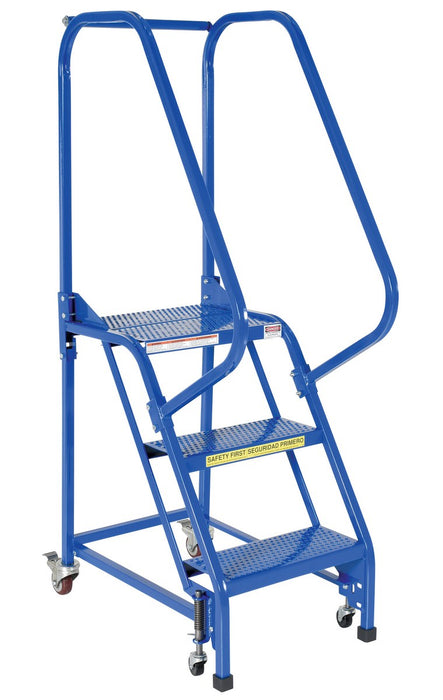 Vestil LAD-PW-18-3-P Steel Standard Slope Ladder 58 Degree 3 Perforated 16-13/16 in. Step Width 350 lb. Capacity Blue