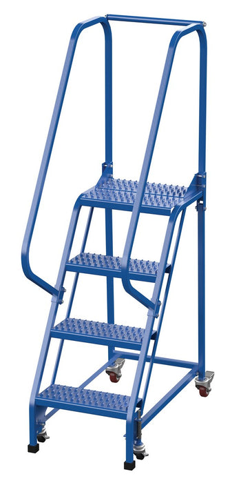 Vestil LAD-PW-18-4-G Steel Standard Slope Ladder 58 Degree 4 Grip Strut 16-13/16 in. Step Width 350 lb. Capacity Blue
