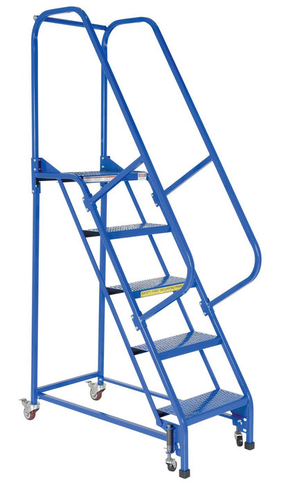 Vestil LAD-PW-18-5-P Steel Standard Slope Ladder 58 Degree 5 Perforated 16-13/16 in. Step Width 350 lb. Capacity Blue