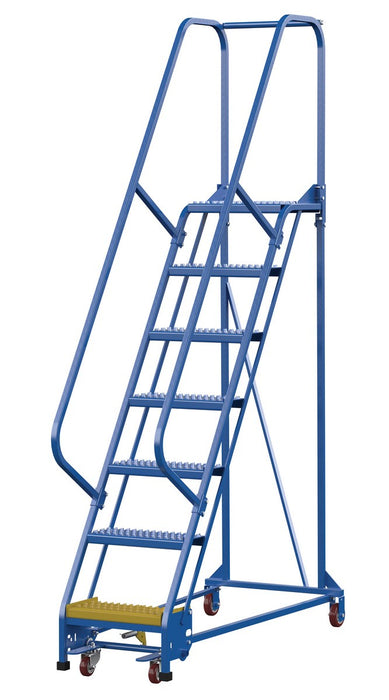 Vestil LAD-PW-18-7-G Steel Standard Slope Ladder 58 Degree 7 Grip Strut 16-13/16 in. Step Width 350 lb. Capacity Blue