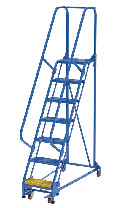 Vestil LAD-PW-18-7-P Steel Standard Slope Ladder 58 Degree 7 Perforated 16-13/16 in. Step Width 350 lb. Capacity Blue