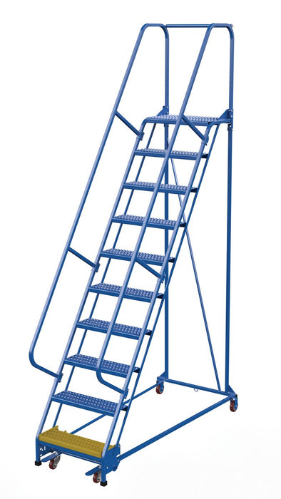 Vestil LAD-PW-26-10-G Steel Standard Slope Ladder 58 Degree 10 Grip Strut 23-9/16 in. Step 350 lb. Capacity Blue