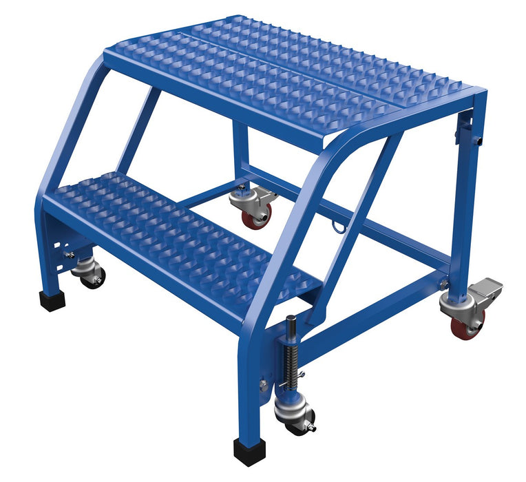 Vestil LAD-PW-26-2-G-NHR Steel Standard Slope Ladder 58 Degree 2 Grip No Handrail Step 350 lb. Capacity Blue