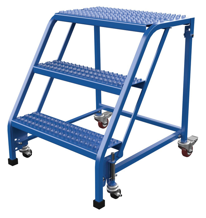 Vestil LAD-PW-26-3-G-NHR Steel Standard Slope Ladder 58 Degree 3 Grip No Handrail Step 350 lb. Capacity Blue