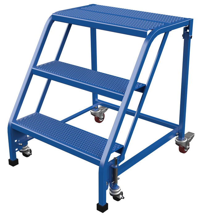 Vestil LAD-PW-26-3-P-NHR Steel Standard Slope Ladder 58 Degree 3 Perforated No Handrail Step 350 lb. Capacity Blue