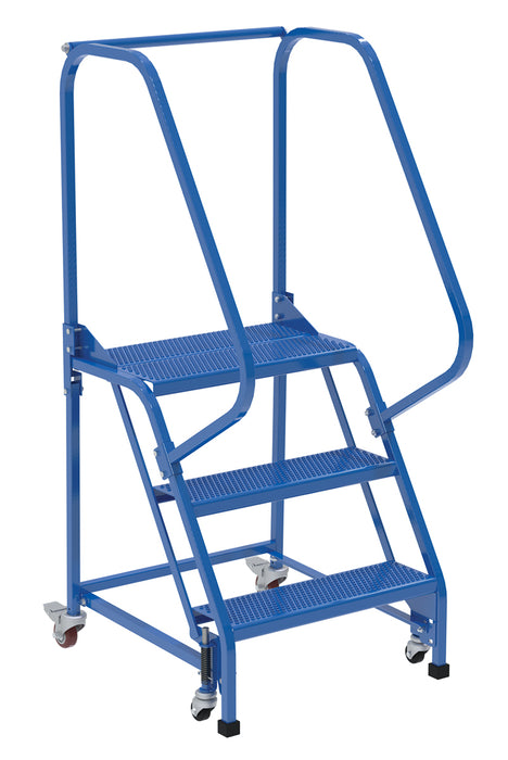 Vestil LAD-PW-26-3-P Steel Standard Slope Ladder 58 Degree 3 Perforated 23-9/16 in. Step 350 lb. Capacity Blue