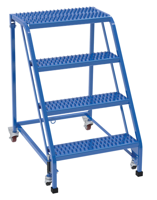 Vestil LAD-PW-26-4-G-NHR Steel Standard Slope Ladder 58 Degree 4 Grip No Handrail Step 350 lb. Capacity Blue